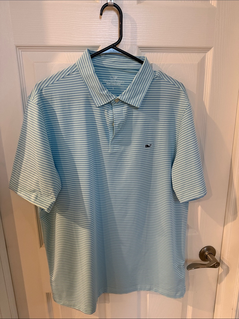 Vineyard Vines Light Blue and White Striped Men’s Polo